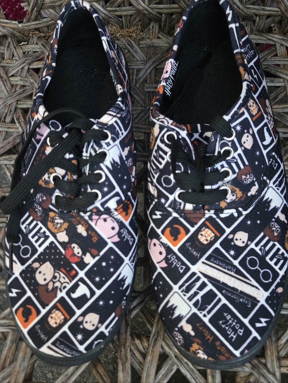 Harry Potter Icons All-Over Print Canvas Low Top Sneakers Shoes Sz 9